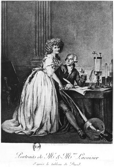 Antoine Laurent Lavoisier (1743-94) e sua moglie Marie Anne Paulze (1758-1836) da Georges Ernest Profit